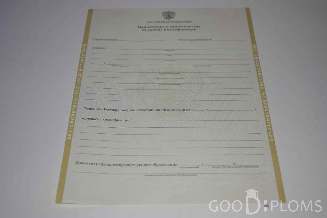 Приложение к Свидетельству об Уровне Квалификации период выдачи 2011-2020 -  Полтаву