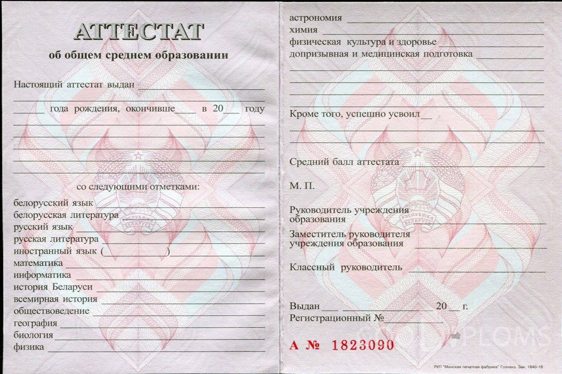 Белорусский аттестат за 11 класс - Полтаву