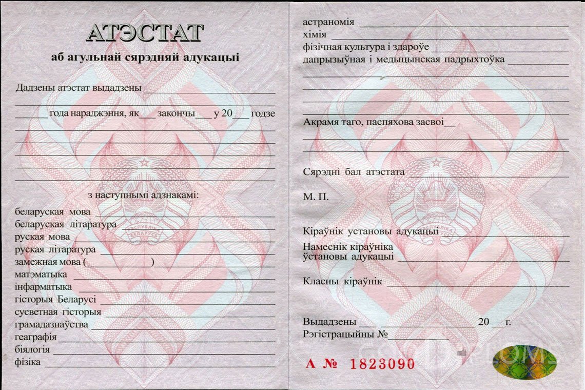 Белорусский аттестат за 11 класс - Полтаву